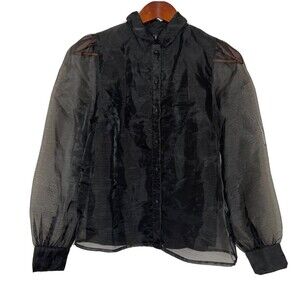 Vero Moda button down womens top black sheer vmava sb2 long sleeve sz XS NWT